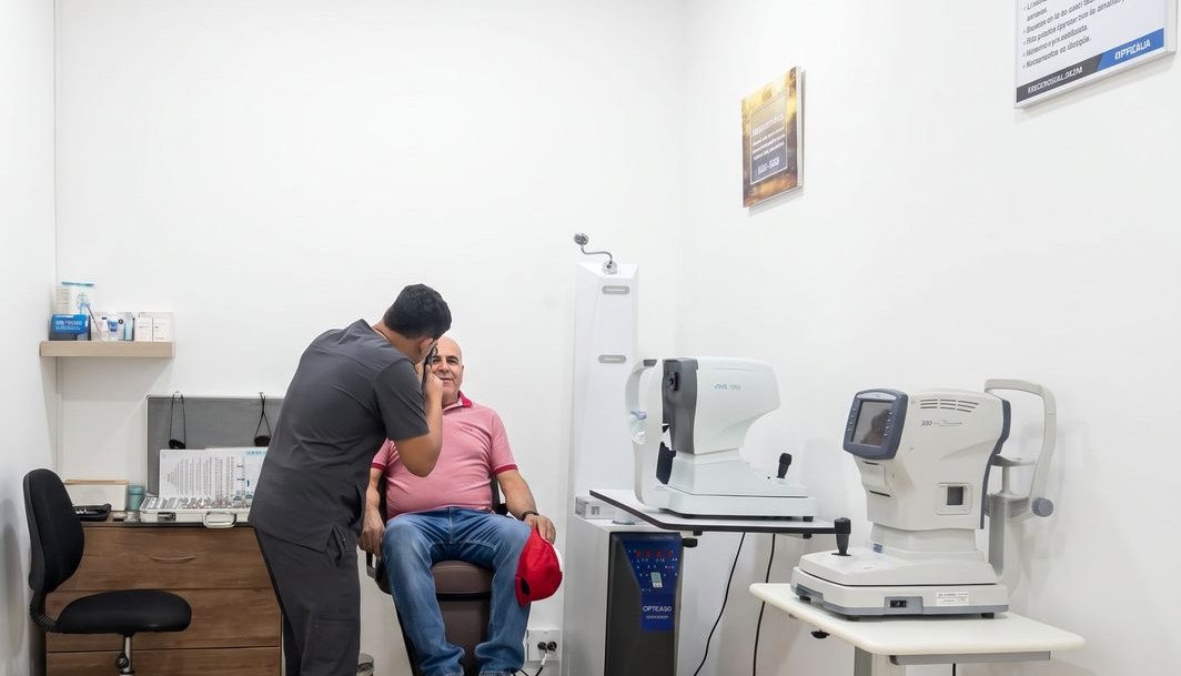 Dr. Jardel Molina realizando examen visual en Opticalia Rionegro